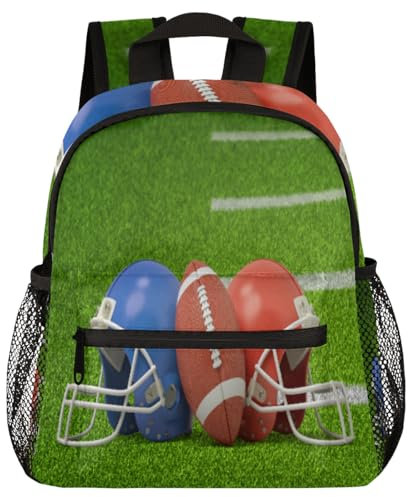 WowPrint American Football und Helme, Kinder-Rucksäcke für Kinder, Mädchen, Jungen, Fußball, niedlicher Kleinkind-Rucksack, Schule, Kindergarten, Büchertasche, Reisen, lässiger Tagesrucksack, farbig,