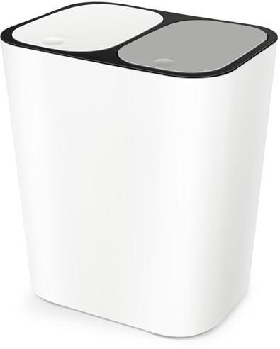 DECHOUS Trash Bin Double Dual Trash Can, 2 Compartment Kitchen Garbage Can Double Plastic Dry Wet Classified Recycling Bin, Wastebasket Liter Bin Dustbin Rubbish Box for Kitchen