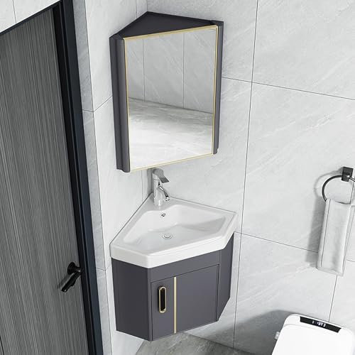 SXSYTR Lavabos Pequeños con Mueble, Mueble Baño Lavabo De Esquina, con Mueble Lavabo De Esquina For Baño Moderno, Mueble De Baño De Esquina For Espacios Pequeños(43cm)