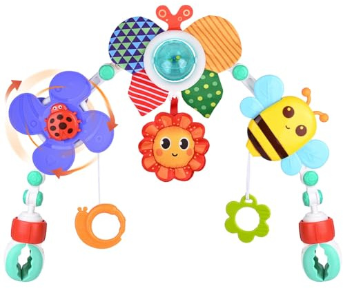 Gaethra Arco per Passeggino, Giocattoli Musicali mobili Honeybee Presepe Giocattolo da Portare con sé per attività sensoriali Pieghevoli Regolabili per buttafuori, seggiolino Auto (A)
