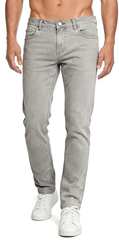 GINGTTO Homme Pantalone Denim Élastique Slim fit Jeans Gris Clair 28W/30L