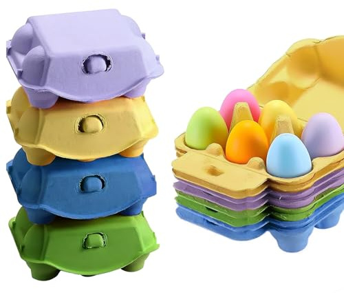 WOUYTPE 8 Piezas Hueveras Carton, Cartones de Huevos de Papel, Cajas para Huevos con Tapa, Adecuado para Almacenar Huevos, Huevos de Pato, Protección Del Medio Ambiente Fácil de Disolver