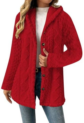 SYDUZAX Femme Veste Polaire Zippé Sweat-Shirt à Capuche Manteau Hoodie Chaud Hiver Femmes Manches Léger Manches Longues Devant Ouvert Tricoté Femmes Léger Manche Longues