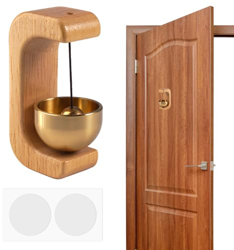 Timbre Magnético para Comerciantes, Timbre Magnético Puerta con Cinta de Doble Cara, Campanilla de Tienda de Madera en Forma de C para Decoración Hogar, Tienda, Refrigerador, Puertas, Entrada