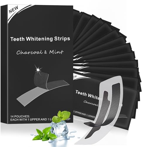 Tiras Blanqueadoras Dientes negro - 28 Tiras | Kit de blanqueamiento dental en casa | For Blanqueamiento suave, Para Dientes MáS Blancos, Antideslizante, Efecto RáPido
