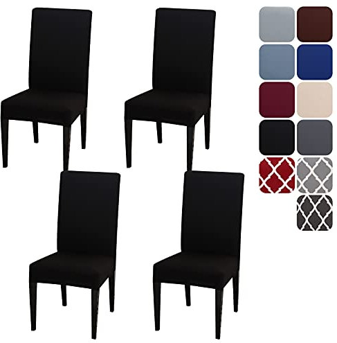 Aisprts Dining Room Chair Covers Slipcovers Set of 4, Stretch Removable Washable Dining Chair Protector Decoration Cover Seat Slipcover for Hotel, Ceremony, Banquet, Kitchen, Restaurant, Home