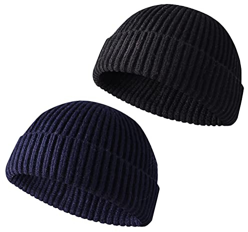 LINSOCLE Winter Beanie Hat - Gorra de béisbol (color negro y azul marino), Negro + azul marino., Talla única
