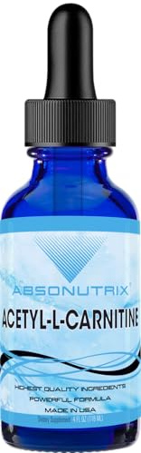 Absonutrix Acetyl L-Carnitine, 593mg per Serving, 200 Potent Servings, Quick Absorption Liquid Drops, Gluten-Free, Third-Party Tested, GMP-Certified, Non-GMO, Made in USA