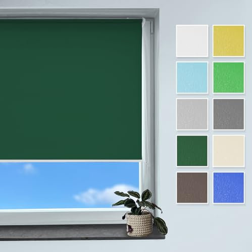 Rollmayer Classic Rollo Klemmfix ohne Bohren, Seitenzugrollo Rollo für Fenster und Tür (Classic Dunkelgrün, B40cm x H150cm)