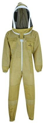 BIENE24 Imkeranzug Premium mit Atmungsnetz + Fechtschleier für Bienen Wespen Insekten Imkerei Stichschutz Insektenschutz S M L XL XXL XXXL, XXXL · braun