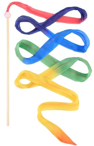 PEUTIER Regenbogenband Tanzband, 40cm Langer Tanzbänder mit Stab für Kinder, Bunt Band Luftschlangen Rhythmische Gymnastik Band für Tanz Gymnastik Rollenspiele Partyartikel Spielzeug