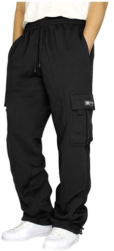 Cargo Pants Men’s Casual Fleece Joggers Drawstring Sweatpants Trousers Cotton Stretch Athletic Pants Pockets Work Trousers Men Comfort Tracksuit Bottoms Pants Loose fit Gym Running Sports Pants