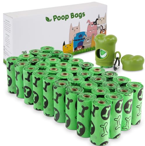 OIRLVCE Dog Poo Bags 540 Counts 36 Rolls Dog Poop Bags Rolls with Dispenser, Extra Thick Strong Leak Proof Dog Waste Bags, Green