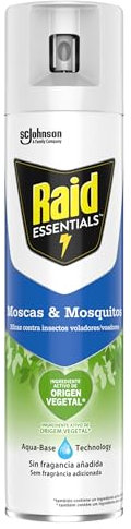 Raid Essentials Spray Insecticida - Aerosol para moscas y mosquitos, Frescor Natural. Eficacia inmediata. Unidad, 400ml