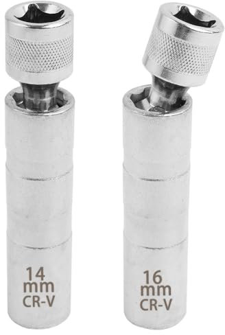 SopwMap 2 Stück Zündkerzenschlüssel mit Magnet, 14mm/16mm, 3/8 Zoll Zündkerzen Nuss, Magnetisch Zündkerzenstecker, Zündkerze Demontagewerkzeug, für Auto Reparatur und Wartung