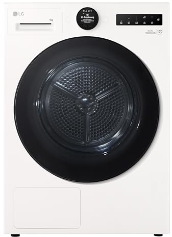 LG RT90X8C Wärmepumpen-Trockner (9 kg, Energieklasse B) mit AI Dry (Easy-Touch Drehregler, TurboDry, selbstreinigender Kondensator), Weiß