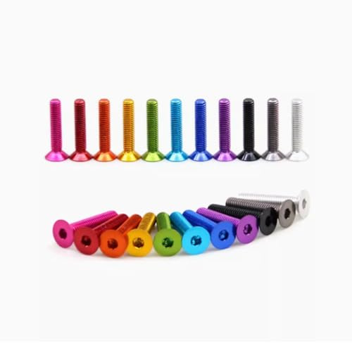 7075-T6 Aviation Aluminum Alloy Countersunk Hexagon Socket Screw M3 10pcs Flat Head Hexagon Socket Screw (Purple, M3x12mm=10pcs)