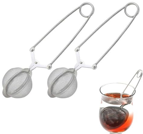 2 Stück Teeei für Losen Tee, 304 Edelstahl Kugel Form Teefilter, Tea Infuser mit Pressen langem Griff für Loser Tee, Gewürze, Rose, Kaffee