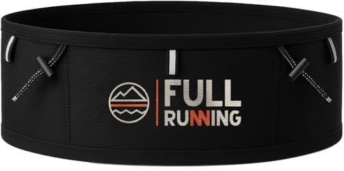 Full Running - Ceinture de course pour homme et femme | Sac banane running et trail avec poche imperméable, porte dorsale, support bâtons et espace pour mobile, Soft Flask et gels | Couleur noire