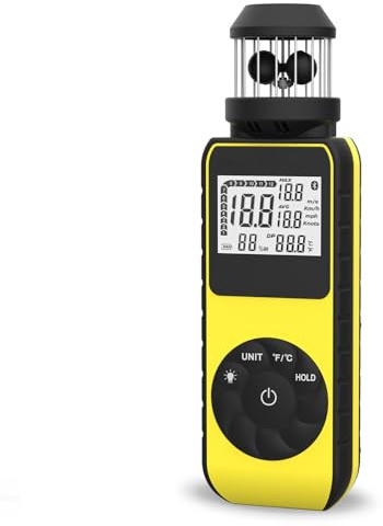 Anémomètre à coupelles portable, anémomètre numérique avec boussole, rotation à 360°, mesure de la vitesse du vent de 1,5 à 93 mph, pour la voile, le surf, le pilotage de drones