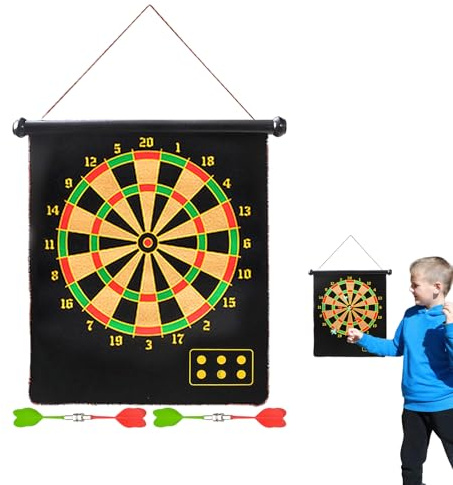 Scheda di dardo magnetico per bambini, tavola da dardo per bambini - Play party Game Indoor Outdoor | Dartboard magnetico a due lati, gioco esterno interno, divertimento per la famiglia e feste con gl