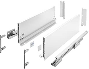 GTV - Système de Tiroirs Axis Pro, Ensemble de Tiroirs, Extraction Totale, Amortissement Intégré, Charge 40 kg, Tiroir Coulissant avec Fermeture Douce - Largeur 450 mm, Hauteur 168 mm, Blanc