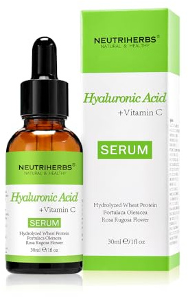 Neutriherbs Hyaluronic Acid Serum, Lightweight/Rapidly Hydrate Skin, Daily Facial Serum Improve Oily, Dehydrated, Acne-Prone Skin - 30ml / 1fl Oz