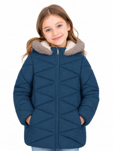 SOLOCOTE Abrigos de Invierno para Niña con Capucha Forro Sherpa Livianos Gruesos Cálidos Inflados Resistente al Agua a Prueba de Viento Brillantes
