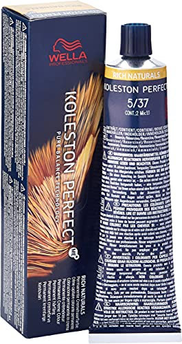Wella Professionals Koleston Perfect Rich Naturals - Permanente Haarfarbe - Professionelle Coloration mit bis zu 100% Grauabdeckung & Me+ Farbtechnologie – 5/37 Hellbraun Gold‑Braun, 60ml