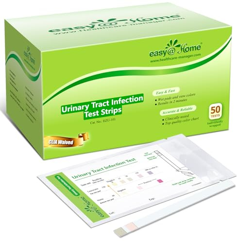 Easy@Home Urinary Tract Infection Test Strips 50 Individual Pack, Urine Test Strips for UTI Infections, Urinalysis Kit, Detect Leukocytes and Nitrites (UTIPOUCH-50P)