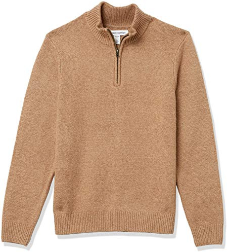 Amazon Essentials Jersey de Manga Larga con Cremallera de un Cuarto y Tacto Suave Hombre, Camel, L