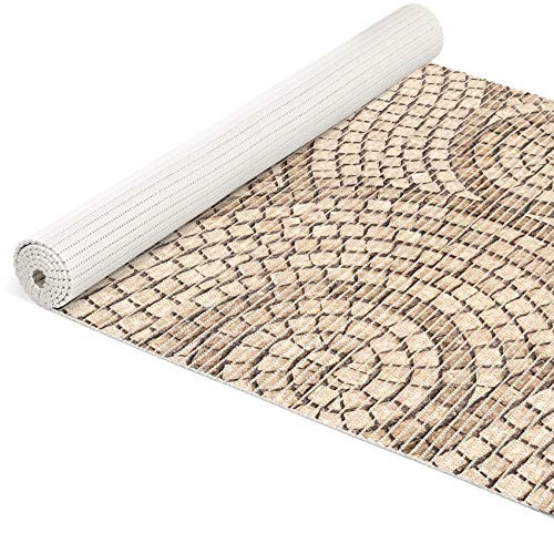 ANRO Weichschaummatte Badematte Bad Dusche WC Vorleger Teppich Antirutsch Badläufer Mosaiksteine Beige 200x80cm