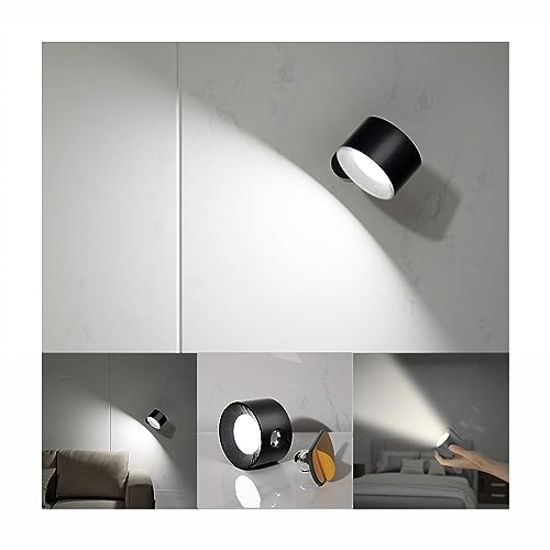 Koopala Lampe de lecture murale LED avec port de charge USB, 3 niveaux de luminosité, batterie rechargeable, rotation à 360 °, boule magnétique à intensité variable, contrôle tactile