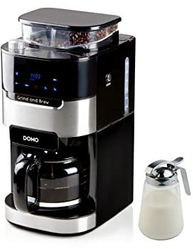 Domo Kaffeevollautomat für 12 Tassen mit Kegelmahlwerk für ganze Bohnen & Filterkaffee