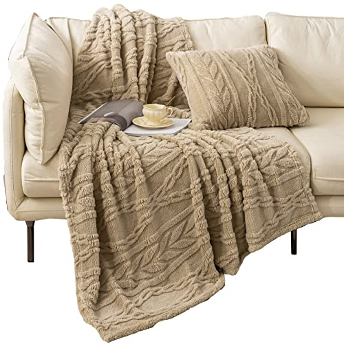 YUSOKI Sherpa Throw Blanket-3D Stylish Design Super Soft Fuzzy Cozy Warm Blanket Thick Plush Fluffy Furry Blankets for Teen Girls Women Couch Bed Sofa Chair Men Boys Gift(Tan,50x65)