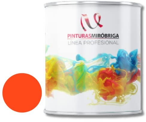 Pinturas Mirobriga Esmalte Antioxidante Color Naranja Ral 2004, Secado Rapido, Directo sobre metal, proteccion de superficies de hierro y madera. Envase de 750ml.