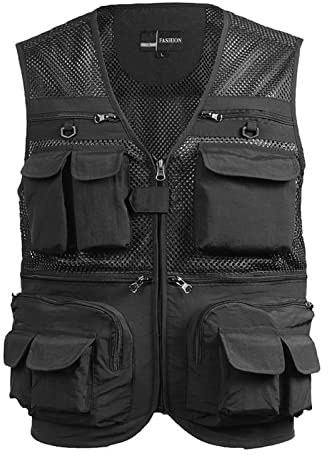 HUIOP Gilet de pêche gilet de voyage de pêche respirant avec poches à fermeture éclair gilet de travail d'été pour les activités de plein air,Gilet de travail d39
