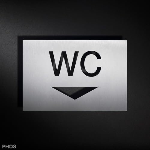 Piktogramm Schild WC mit Richtungspfeil unten (Pfeil unten) - PHOS Design