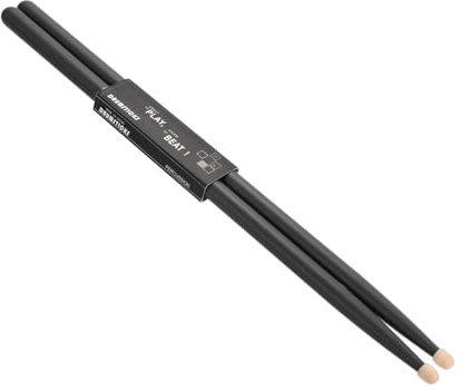 QUARKZMAN 1 Par de Baquetas de Madera de Arce con Mangos Antideslizantes 7A Negras Baquetas Clásicas de Tambor con Punta de Madera para Instrumento Musical de Percusión