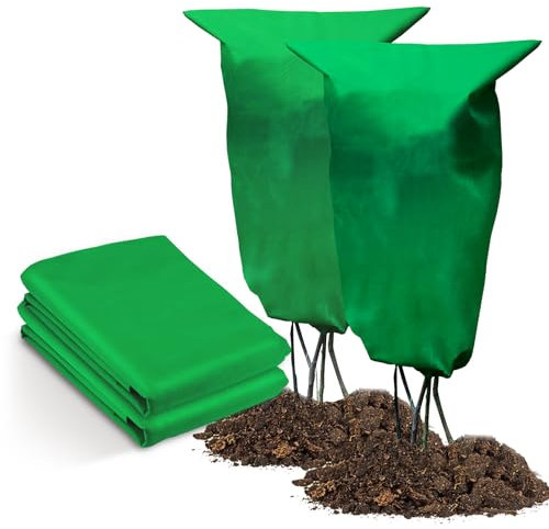 Jordbrux 70gms Plant Fleece Frost Protection Covers, 2pcs 60cm x 80cm Winter Garden Fleece Bag, Plant Cover for Potted Plant Winter Plant Protection Jacket for Outdoor Plants with Drawstring