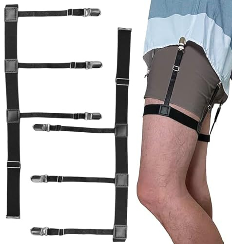 Soporte para camisa de hombre con clips antideslizantes, soporte para camisa elástica, soporte para la pierna, oculto, ajustable, soporte para camisa negra, tirantes tensados para hombre, camisa de