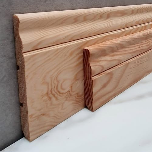 MadeInNature Plinthe Bois Moulurée Louis XV, plinthe Pin Naturel, Sans Nœuds, Fabrication Française, Hauteur 7 cm ou 11 cm (11cm, 8ml)