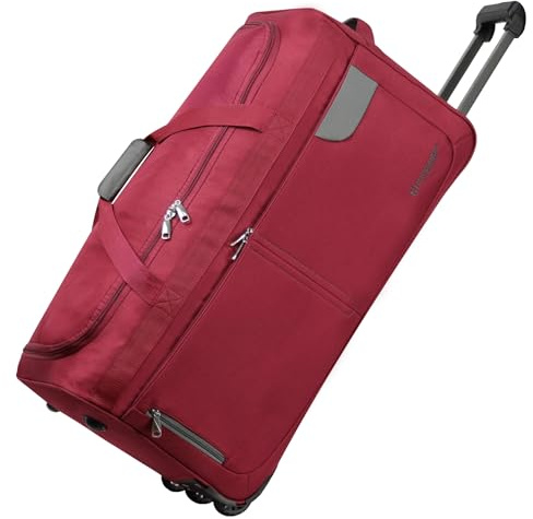 Rocklands® Lightweight Luggage Rolling Holdall Suitcase Wheeled Duffle Bag Cargo Sport Travel Bag RL501 (Burgundy, Large - 32 (H84 x L42 x W40 cm))