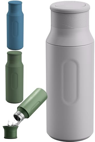 FLASHGIFT WILD | Borraccia Termica 500 ml | Bottiglia Termica con Tappo Bicchiere | Borracce Termiche Doppia Parete Isolante | Water Bottle per Montagna e Outdoor | Bevande Calde e Fredde (Bianco)