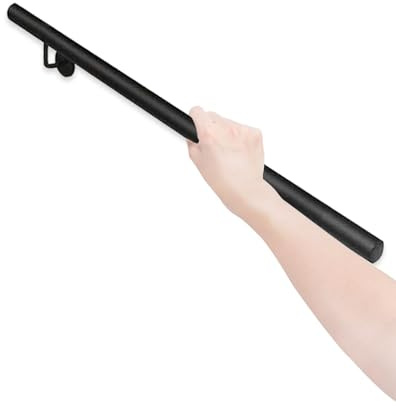 Gaommini Barandilla de Escalera de Hierro Forjado - Pasamanos de Escalera Barra de Apoyo para Interiores y Exteriores Pasamanos de Pared Seguridad Antideslizante, Negro(120cm)