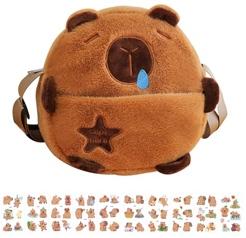 FOSDICK Capibara Peluche Borsetta Bambina con 10 Tatuaggi Temporanei, Carino Capibara Borsa Bambina, Borsetta Ragazza Capybara, Piccolo Borsa Ragazza, Borse a Tracolla Capybara, Regalo ragazza