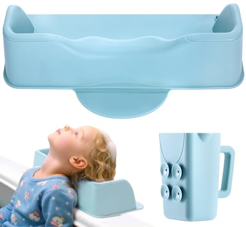 Hair Washing Station for Kids, Portable Silicone Hair Washing Basin for Sink & Bathtub, Tear-Free Shampoo Bowl with Rinse Cup,Make Wash Day Much Easier