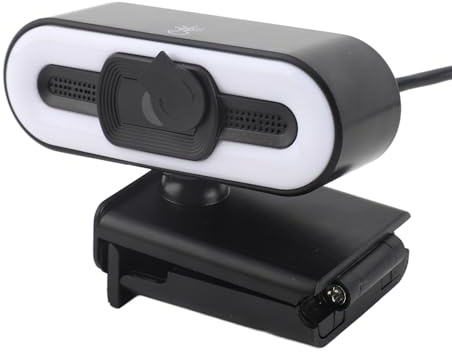 Cuifati 4K Webbkamera för PC med Inbyggd Mikrofon, USB -videokonferenskamera med Starkt Fyllningsljus, Datorkamera för Skrivbord, Möten och Live Streaming