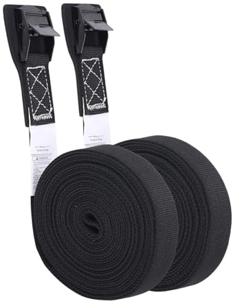 ORFOFE Sangle de Fixation pour Bagages de Voiture Robuste pour Kayak et Remorque pour Toit de Voiture Ceinture de Liaison pour Bagages Noire Lot