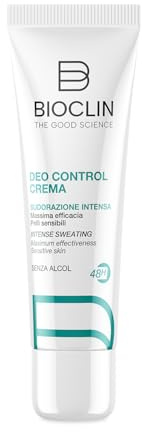 BIOCLIN DEO CONTROL CREMA 30 ML – Deodorante in Crema per Sudorazione Intensa – Con Prebiotico, Niacinamide, Xilitolo – 48h di Protezione, Non Macchia i Tessuti bianchi